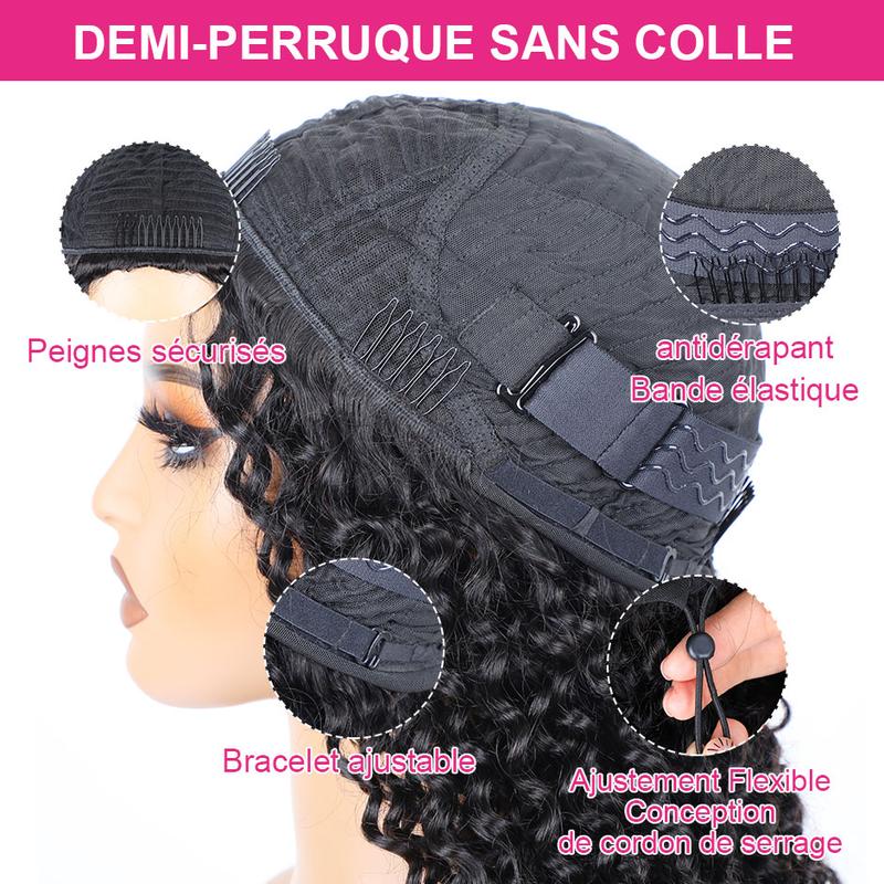 Bevalora® Perruque Afro Bouclée 3-en-1 en Cheveux Humains – Clip & Cordon Invisible