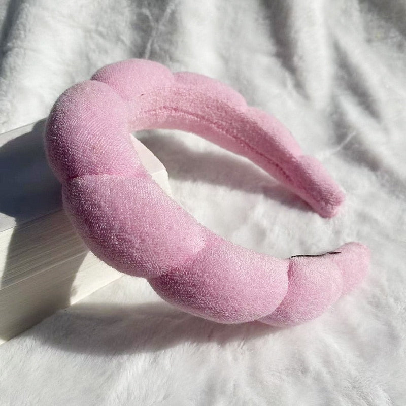 Sponge Co Spa Makeup Bubble Terry Cloth Headband Puffy Retro Hair Bands Soft Hairband Headwear