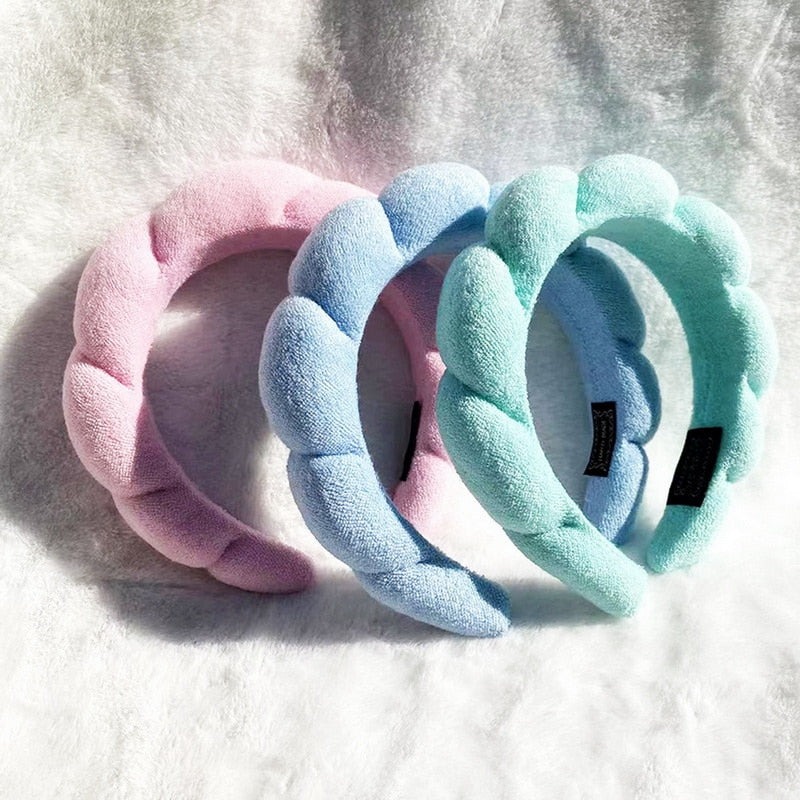 Sponge Co Spa Makeup Bubble Terry Cloth Headband Puffy Retro Hair Bands Soft Hairband Headwear