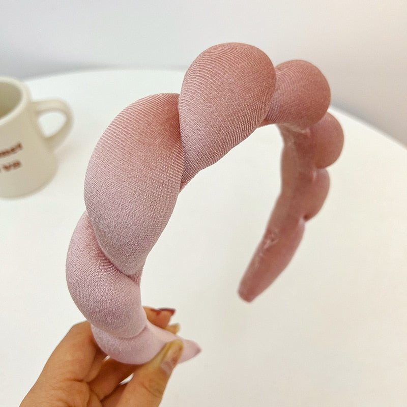Sponge Co Spa Makeup Bubble Terry Cloth Headband Puffy Retro Hair Bands Soft Hairband Headwear