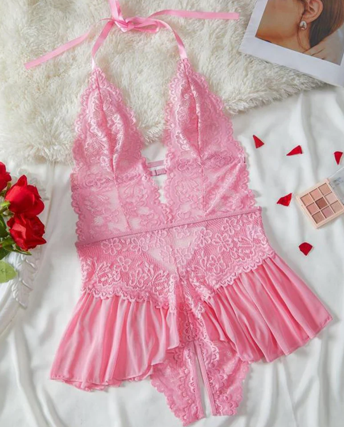 Bevalora® Women’s Sexy Solid Color Lace Pajamas