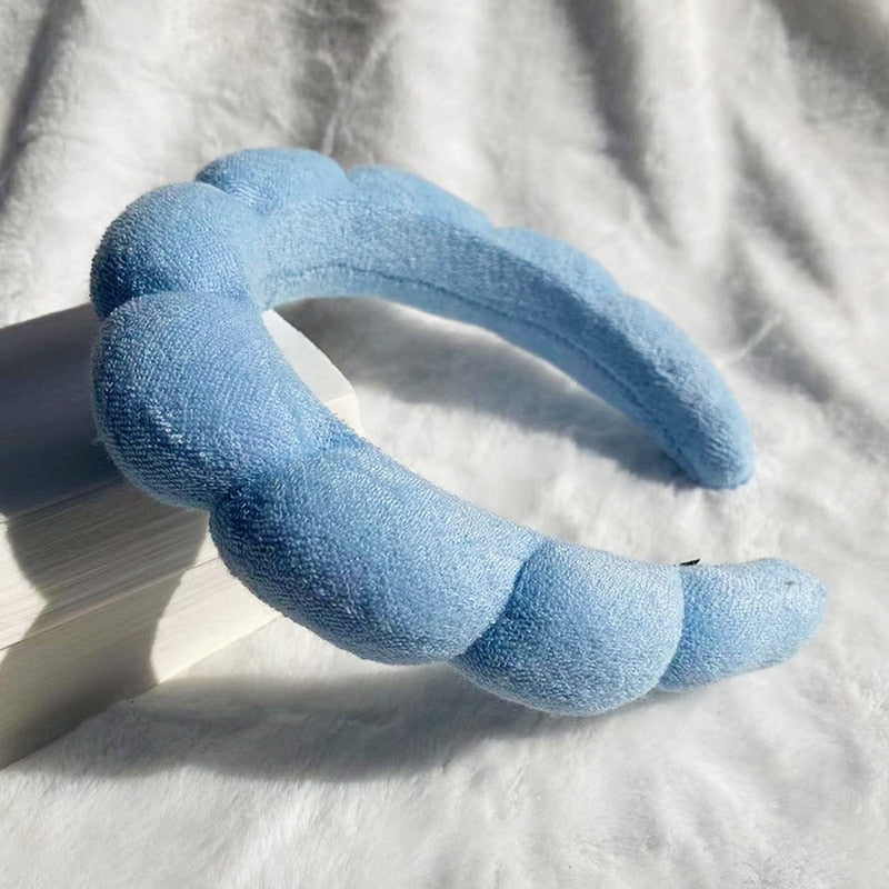 Sponge Co Spa Makeup Bubble Terry Cloth Headband Puffy Retro Hair Bands Soft Hairband Headwear