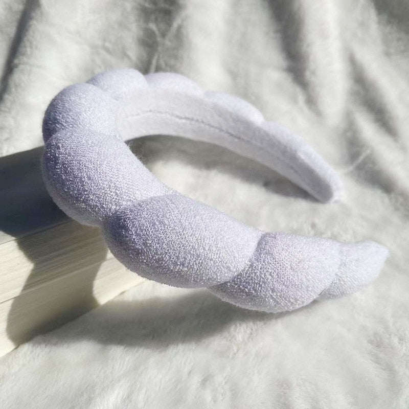 Sponge Co Spa Makeup Bubble Terry Cloth Headband Puffy Retro Hair Bands Soft Hairband Headwear