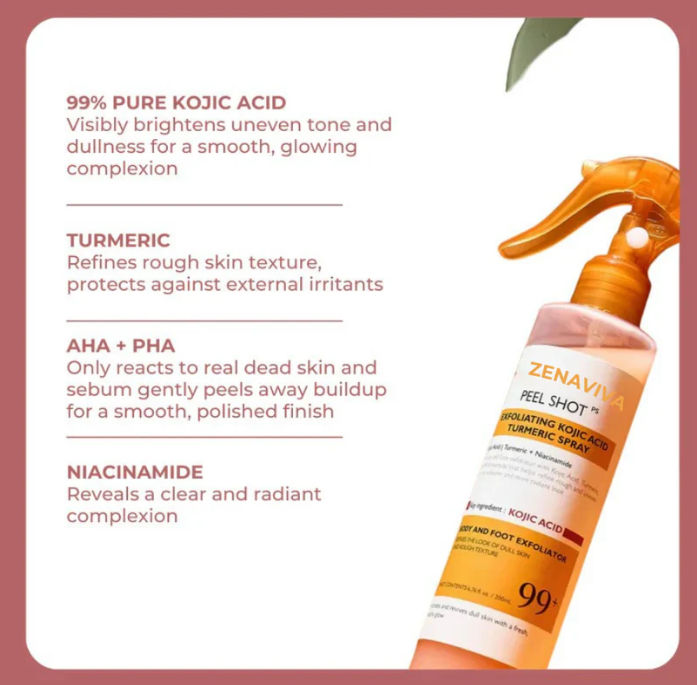 Bevalora® Peel Shot – Kojic + Turmeric Body Peel Spray