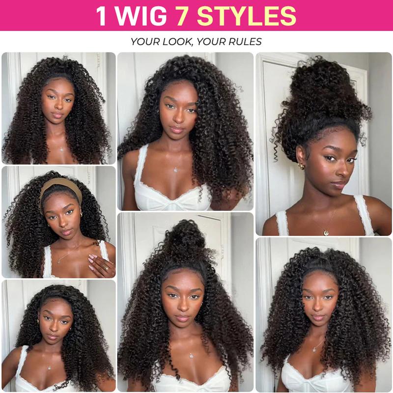 Bevalora® Perruque Afro Bouclée 3-en-1 en Cheveux Humains – Clip & Cordon Invisible