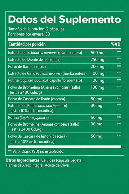 Nueva Fórmula de Máxima Potencia - Cápsulas de Drenaje Linfático de Bevalora™