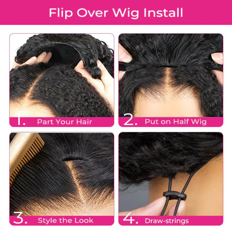 Bevalora® Perruque Afro Bouclée 3-en-1 en Cheveux Humains – Clip & Cordon Invisible