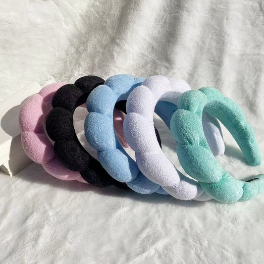 Sponge Co Spa Makeup Bubble Terry Cloth Headband Puffy Retro Hair Bands Soft Hairband Headwear